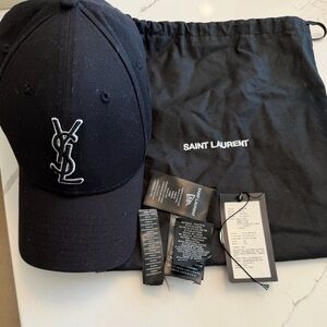 Saint Laurent YSL New Era Cassandra Cap in Canvas